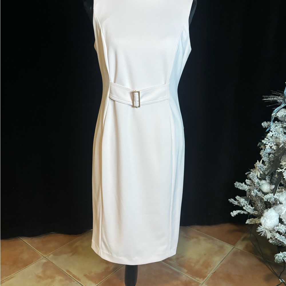Pink dress with attached belt